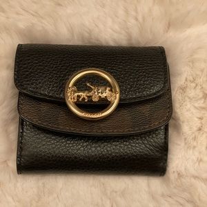 COACH F88003  JADE SMALL DOUBLE FLAP WALLET WITH SIGNATURE CANVAS IM/BROWN/BLACK